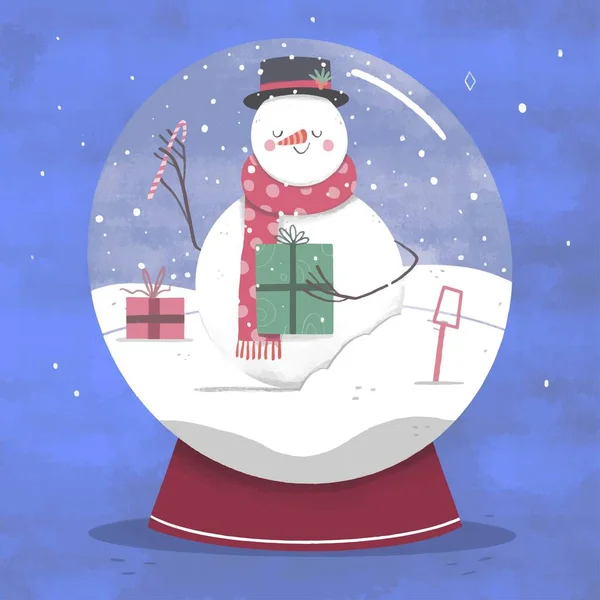 Hand Getrokken Kerst Sneeuwbal Globe Vector Ontwerp Illustratie — Stockvector