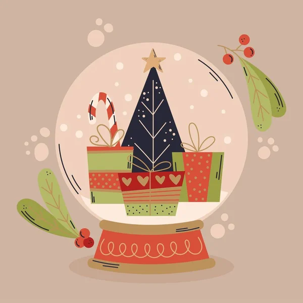 Hand Gezeichnet Weihnachten Schneeball Globus Vektor Design Illustration — Stockvektor