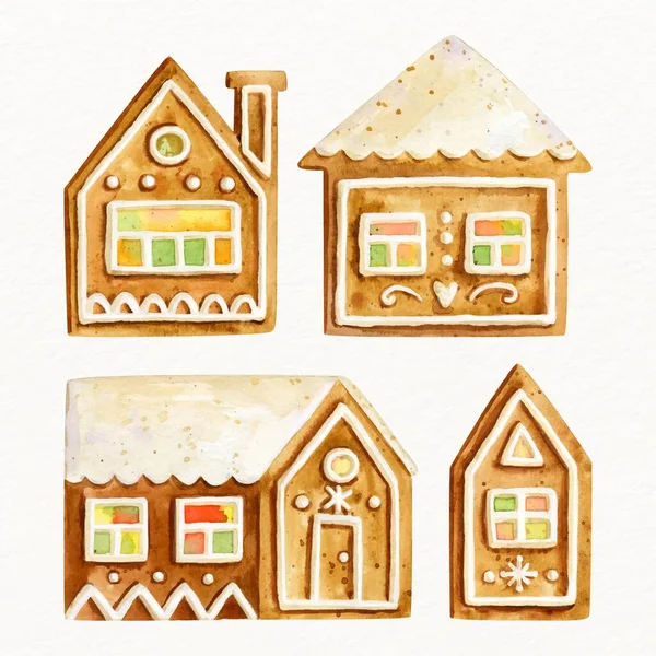 Packung Aquarell Lebkuchen Haus Vektor Design Illustration — Stockvektor