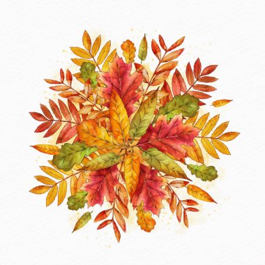 suluboya yığın sonbahar vektör tasarımı illüstrasyonunu bırakır