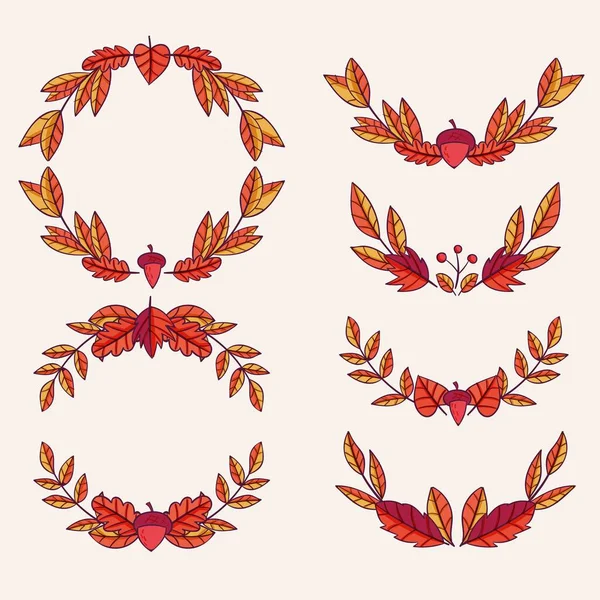Hand Gezeichnet Herbst Ornamente Sammlung Vektor Design Illustration — Stockvektor