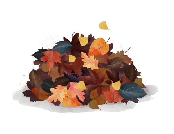Aquarell Herbstlichen Haufen Blätter Vektor Design Illustration — Stockvektor