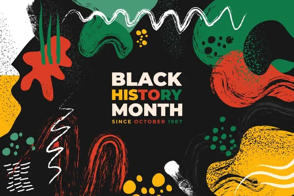 Ζωγραφισμένα Στο Χέρι Επίπεδη Μαύρη Ιστορία Μήνα Φόντο Διανυσματική Απεικόνιση — Διανυσματικό Αρχείο