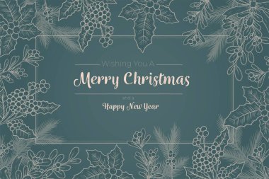 Klasik Noel ağacı dalları arka plan vektör tasarımı çizimi