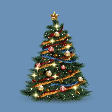 gerçekçi noel ağacı konsepti vektör tasarımı çizimi