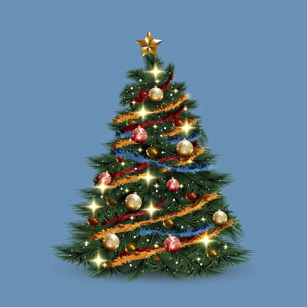 gerçekçi noel ağacı konsepti vektör tasarımı çizimi