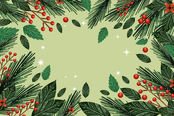 Ветви Рождественской Елки Фон Акварели Рисунок Вектора Дизайна — стоковый вектор