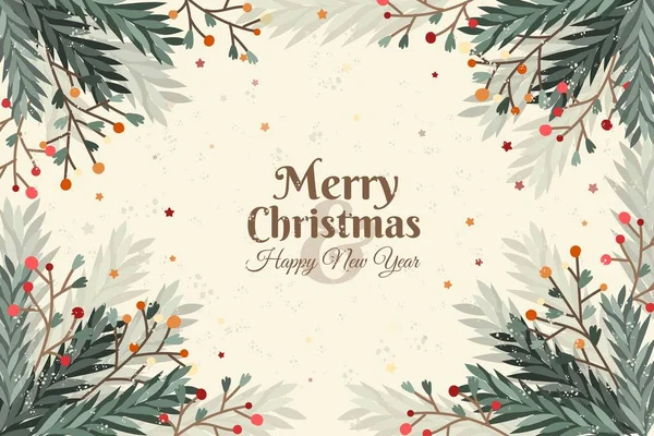 El çizimi Noel ağacı dalları arka plan vektör tasarımı illüstrasyonu