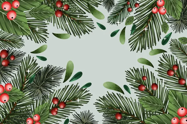 Watercolor Christmas Tree Branches Background Vector Design Illustration — Stock Vector