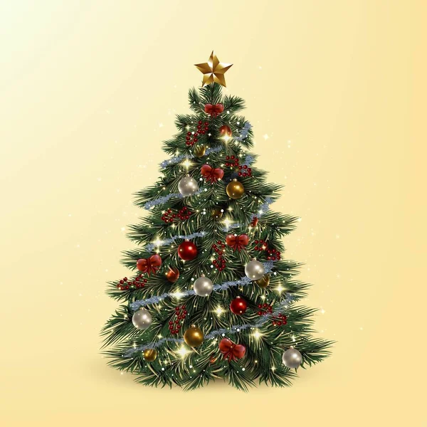 Realistische Kerstboom Concept Vector Ontwerp Illustratie — Stockvector