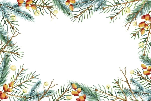 水彩クリスマスツリーの枝背景ベクトルデザインイラスト — ストックベクタ