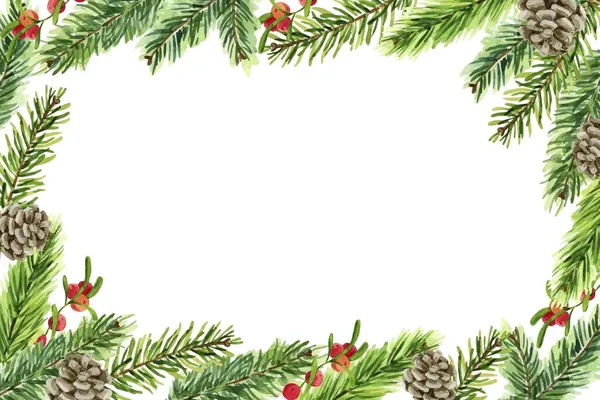 Aquarel Kerstboom Takken Achtergrond Vector Ontwerp Illustratie — Stockvector