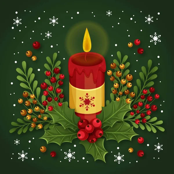Рождественская Иллюстрация Векторного Дизайна Свечи Плоском Фоне — стоковый вектор