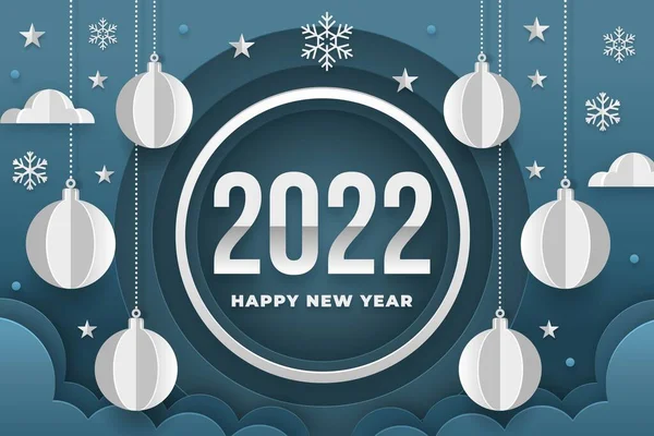 New Year 2022 Background Paper Style — 스톡 벡터
