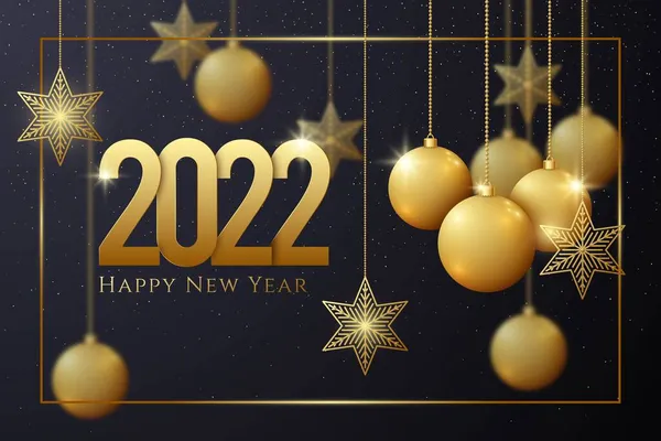 Año Nuevo 2022 Fondo Con Una Decoración Oro Realista — Vector de stock