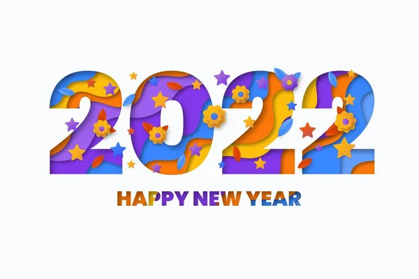 New Year 2022 Background Paper Style — 스톡 벡터