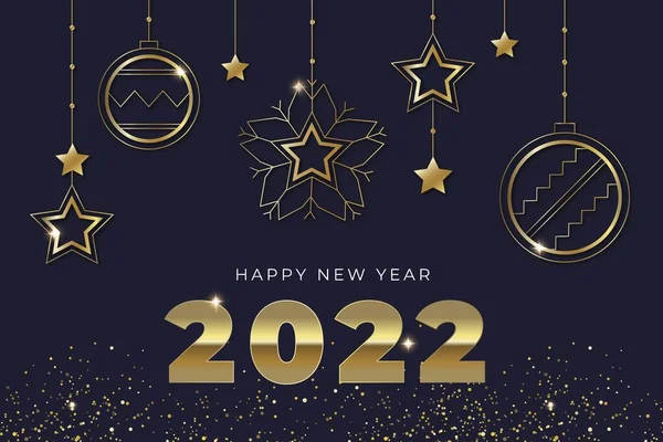 Ano Novo 2022 Fundo Com Decoração Dourada Realista —  Vetores de Stock