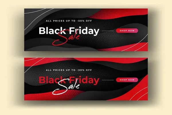 Red Gradient Black Friday Banners Vector Design Illustration — Stock Vector