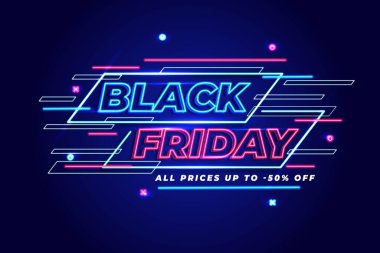 Renkli neon neon siyah cuma vektör tasarımı çizimi