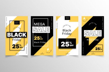 düz vektör tasarımı çizimi Kara Cuma İnstagram hikayeleri