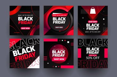 neon siyah cuma instagramı vektör tasarım illüstrasyonunu gönderir