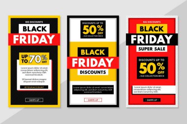 düz vektör tasarımı çizimi Kara Cuma İnstagram hikayeleri