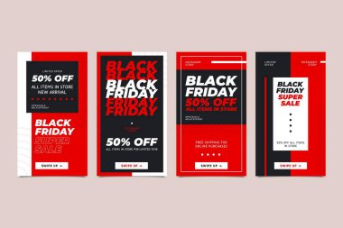 düz vektör tasarımı çizimi Kara Cuma İnstagram hikayeleri