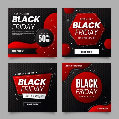 Gradyan Kara Cuma İnstagramı koleksiyon vektör tasarımı illüstrasyonu