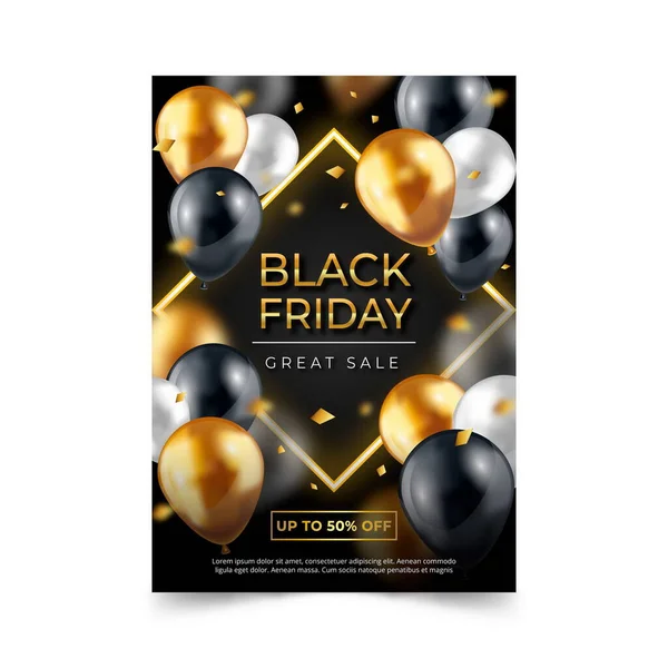 Realistic Black Friday Flyer Template Vector Design Illustration — Stock Vector
