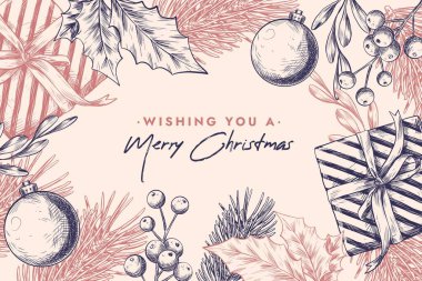 Klasik Noel arkaplan vektör tasarımı çizimi