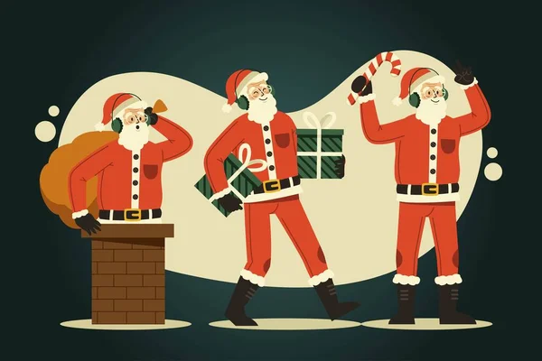 Plat Santa Claus Personnage Collection Vectoriel Design Illustration — Image vectorielle