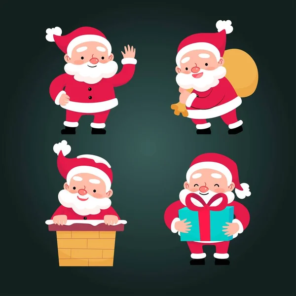 Ręcznie Rysowane Santa Claus Charakter Kolekcja Wektor Projekt Ilustracja — Wektor stockowy