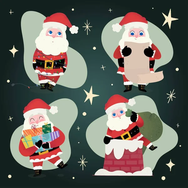 Dessin Main Santa Claus Collection Personnages Illustration Vectorielle Conception — Image vectorielle