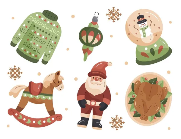 Disegno Mano Elemento Natale Collezione Vettoriale Disegno Illustrazione — Vettoriale Stock
