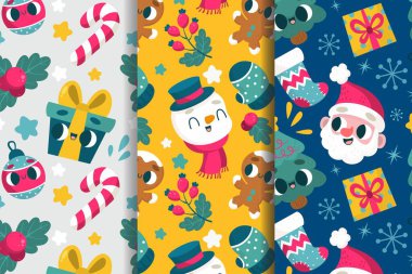 El çizimi Noel deseni koleksiyon vektör tasarımı illüstrasyonu