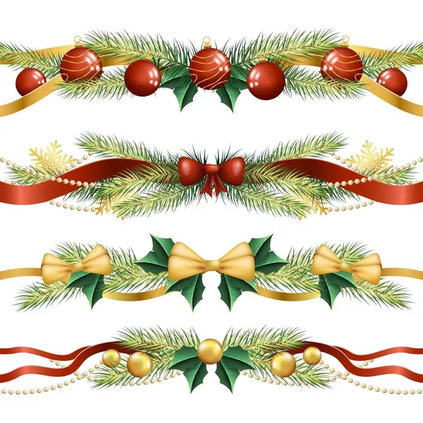 Ρεαλιστικά Πλαίσια Χριστούγεννα Οριοθετεί Διανυσματική Απεικόνιση Σχεδιασμού — Διανυσματικό Αρχείο