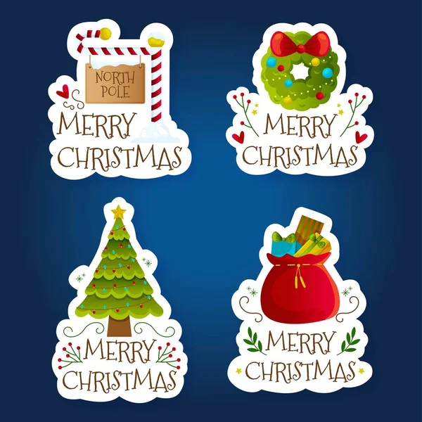 Flat Christmas Label Collection Vector Design Illustration — Stock Vector