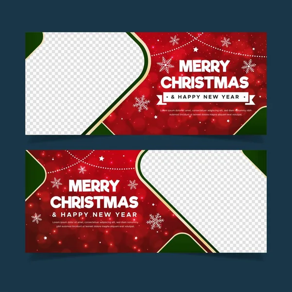 Banners Natal Com Saudação Desenho Vetorial Ilustração — Vetor de Stock