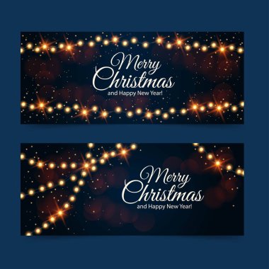 gerçekçi noel pankartları vektör tasarım illüstrasyonları