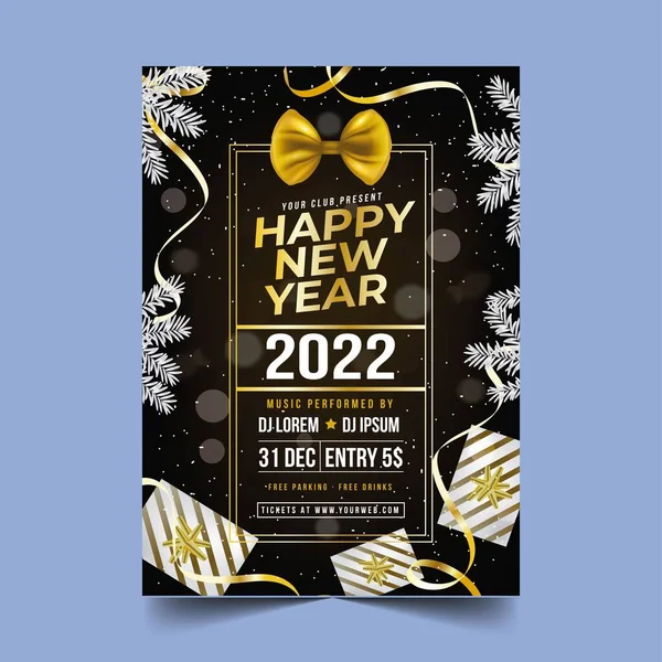 Año Nuevo Partido Cartel 2022 Vector Diseño Ilustración — Archivo Imágenes Vectoriales