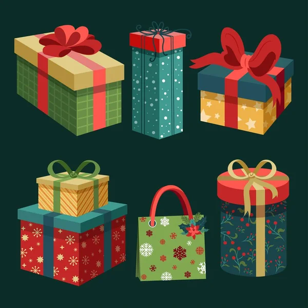 El çizimi Noel hediyesi koleksiyon vektör tasarımı illüstrasyonu