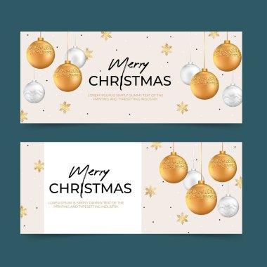 gerçekçi noel pankartları vektör tasarım illüstrasyonları