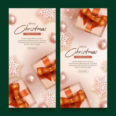 gerçekçi noel pankartları vektör tasarımı illüstrasyonu