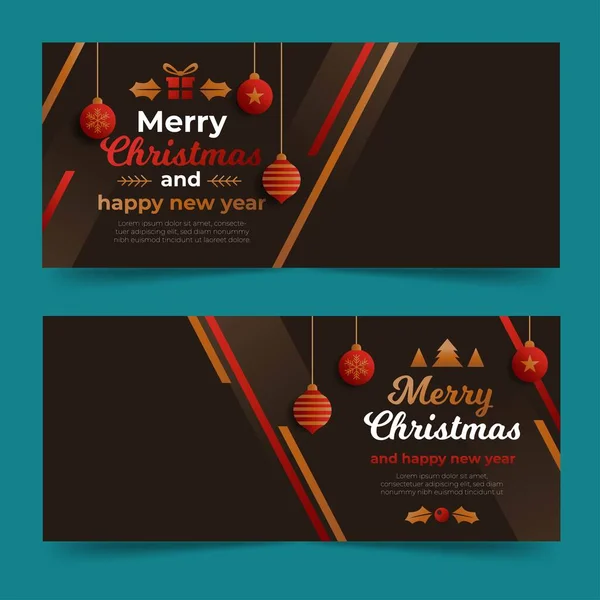 Christmas Banners Happy New Year Vector Design Illustration — Stock Vector