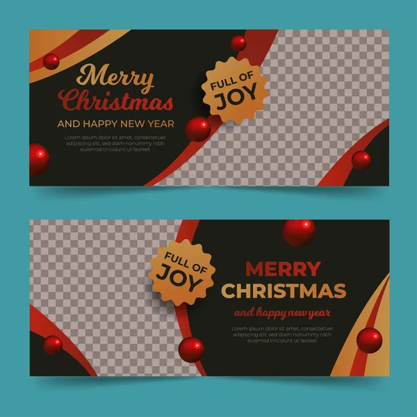Christmas Banners Happy New Year Vector Design Illustration — Stock Vector
