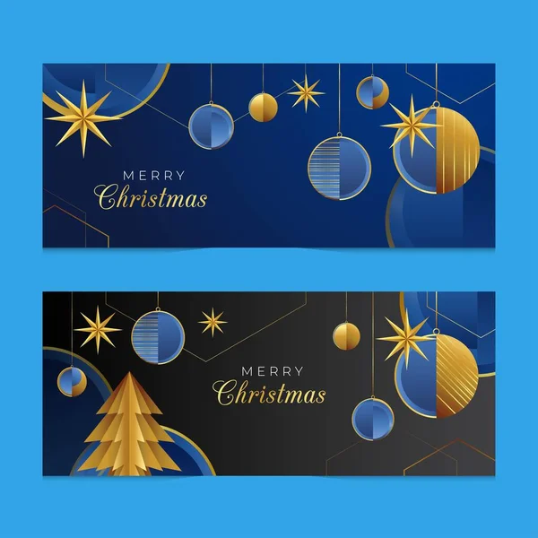 Festlich Blau Gold Weihnachten Banner Vektor Design Illustration — Stockvektor