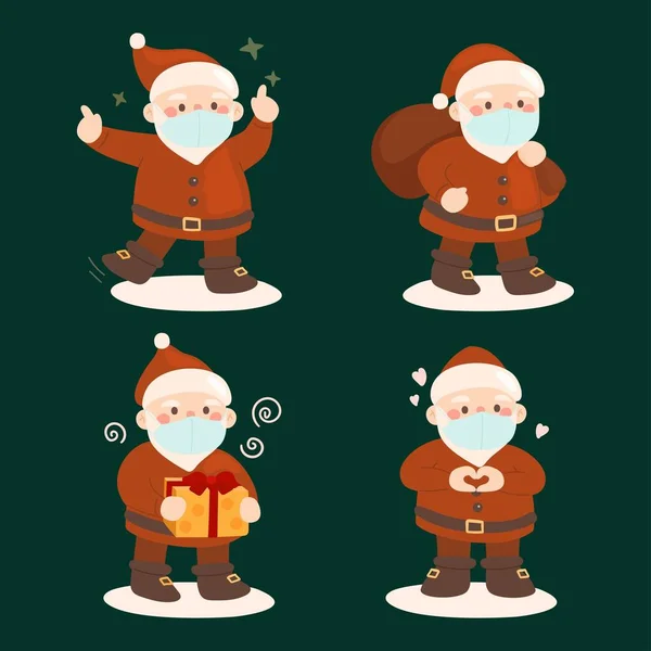 Zestaw Santa Claus Noszenie Maski Wektor Projekt Ilustracja — Wektor stockowy