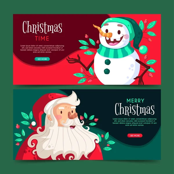 Banners Natal Ilustração Design Vetorial Plana — Vetor de Stock