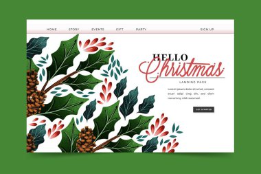 suluboya Noel iniş sayfası şablon vektör tasarımı illüstrasyonu