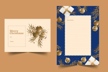 Noel kırtasiyesi şablonu düz vektör tasarımı çizimi